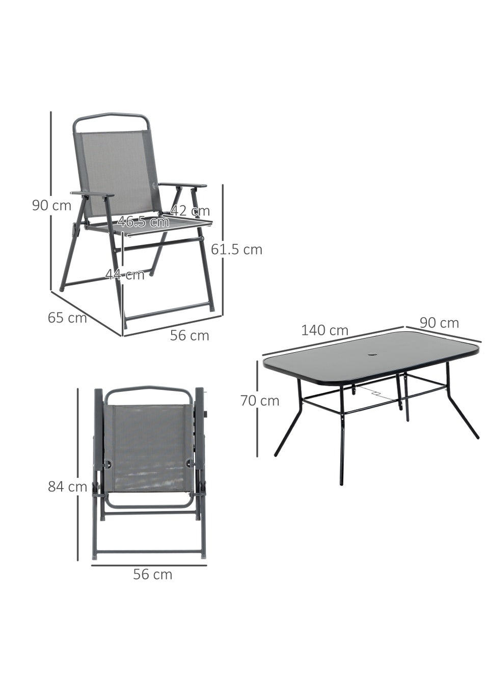 Outsunny 7 PCs Garden Dining Set with Dining Table 6 Folding Chairs