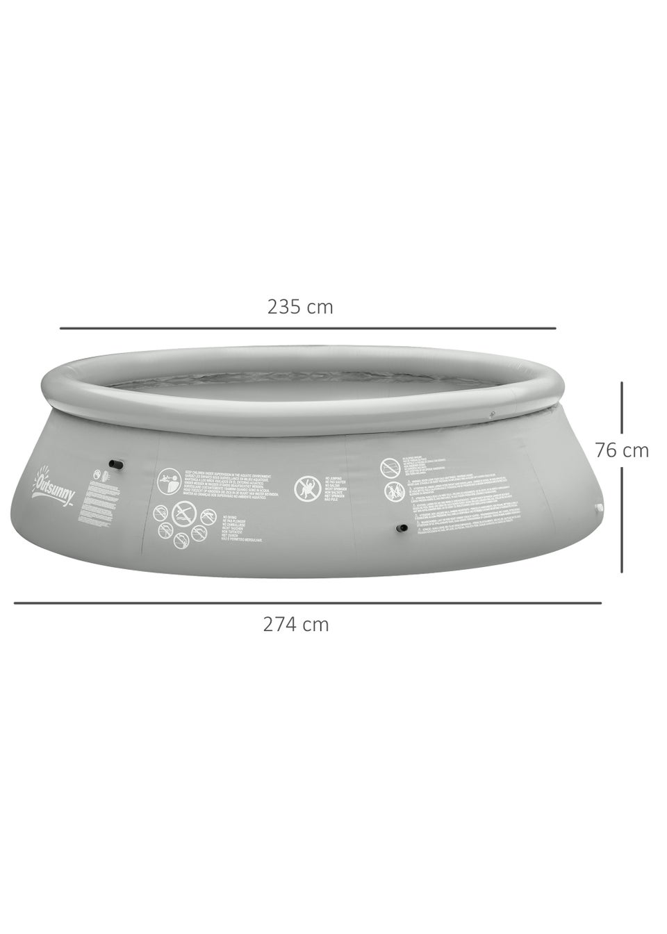 Outsunny Round Inflatable Swimming Pool (274cm x 274cm x 76cm)