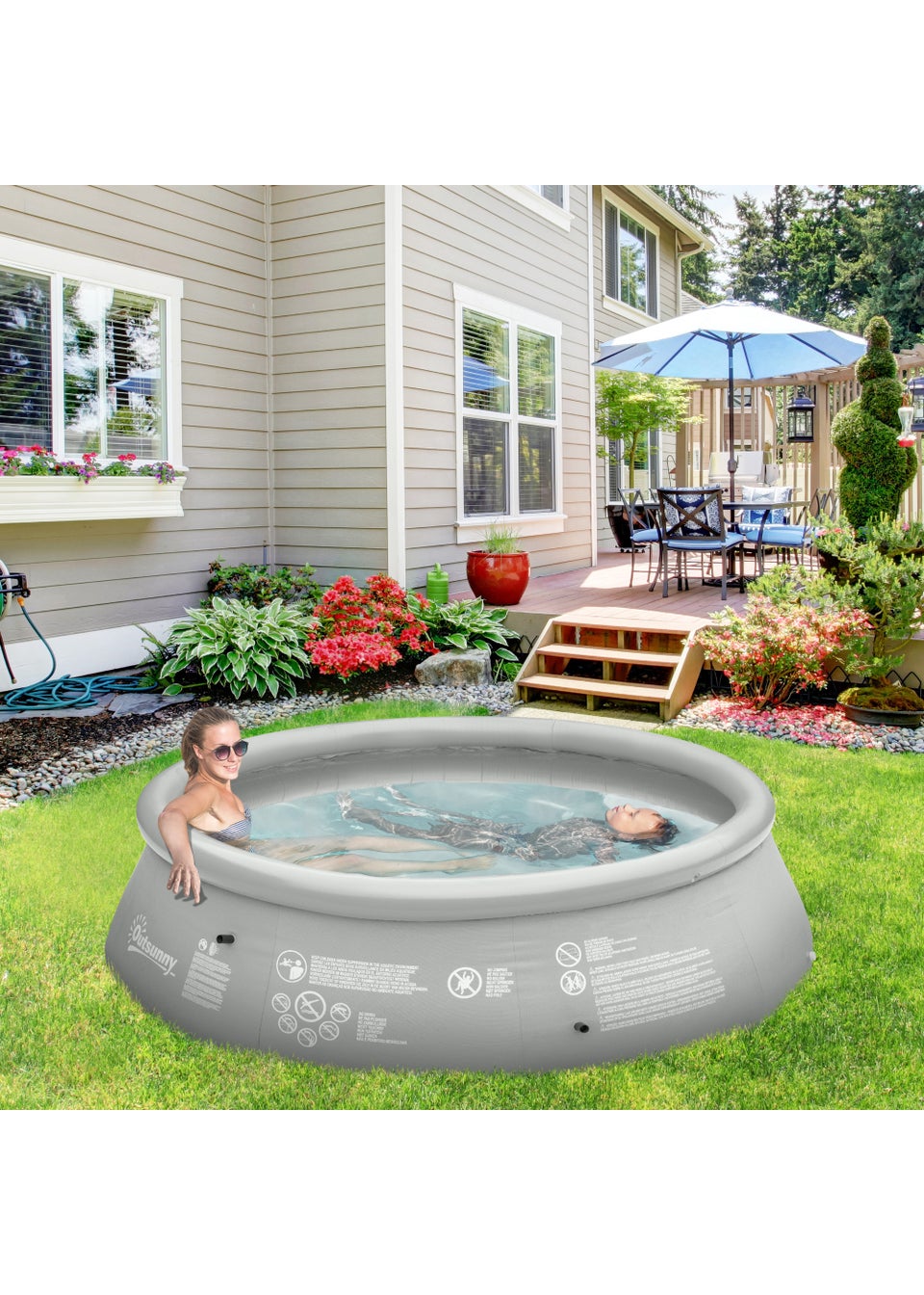 Outsunny Round Inflatable Swimming Pool (274cm x 274cm x 76cm)