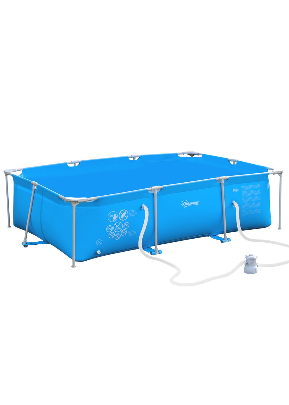 Outsunny Steel Frame Pool with Filter Pump Ground Swimming Pool