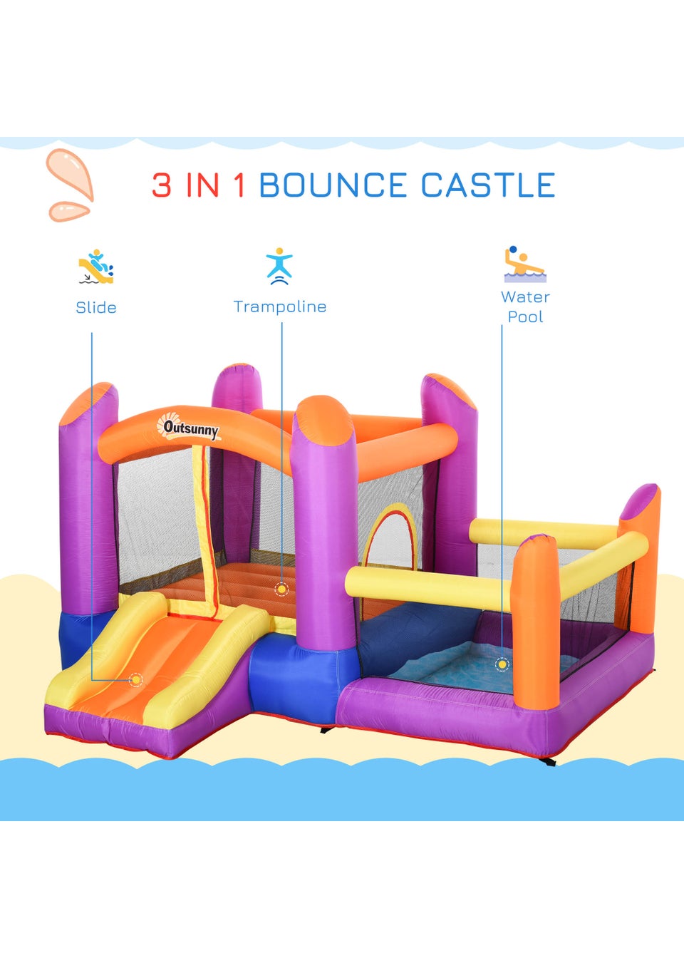 Outsunny Inflatable Bouncy Castle (170cm x 280cm x 250cm)