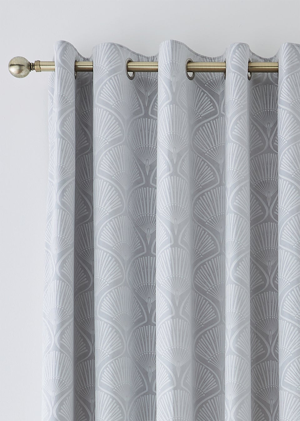 Catherine Lansfield Art Deco Pearl Lined Eyelet Curtains