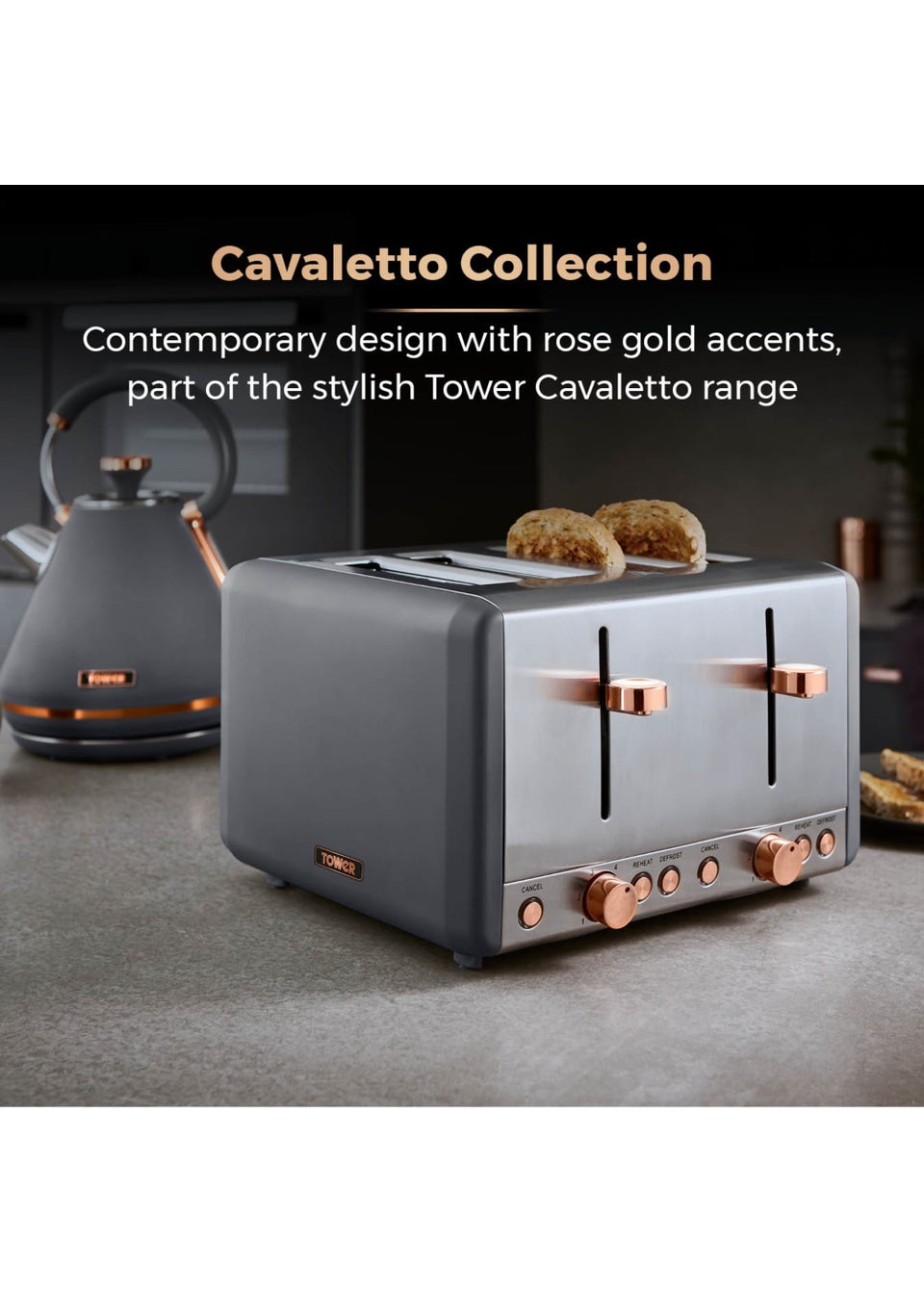Rose gold tower toaster discount
