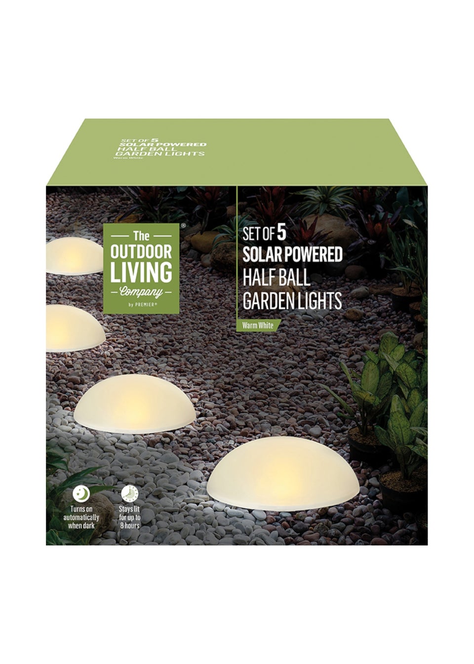 Premier Decorations Set of 5 Solar Powered Half Ball Garden Lights