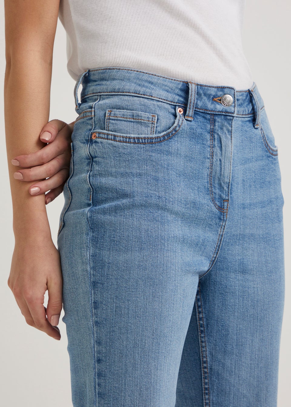 Light Wash Flared Distressed Jeans