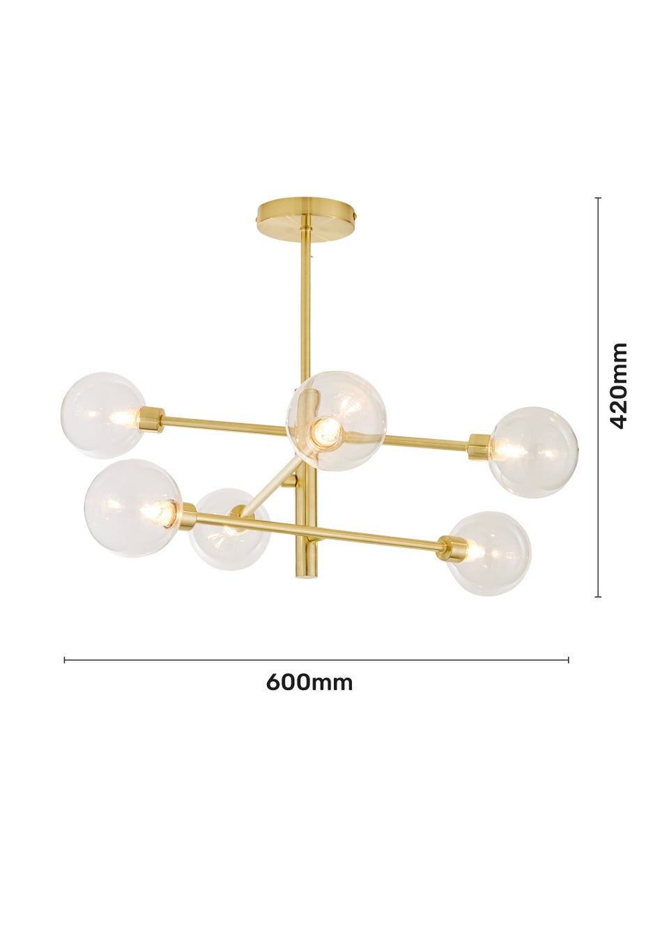 Inlight Nova Semi Flush Ceiling Light Brass (56cm x 60cm x 60cm)