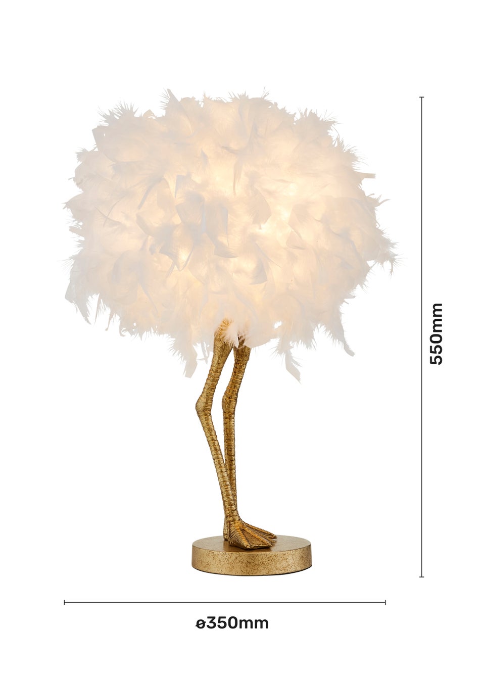 Inlight Ostrich Feather Table Lamp (50cm x 30cm x 30cm)