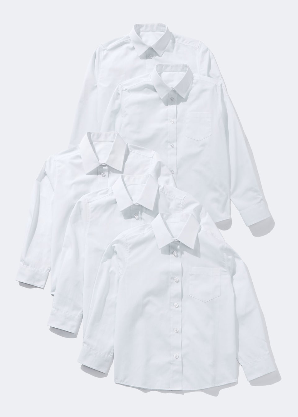 Girls 5 Pack White Long Sleeve School Blouses (4-16yrs)