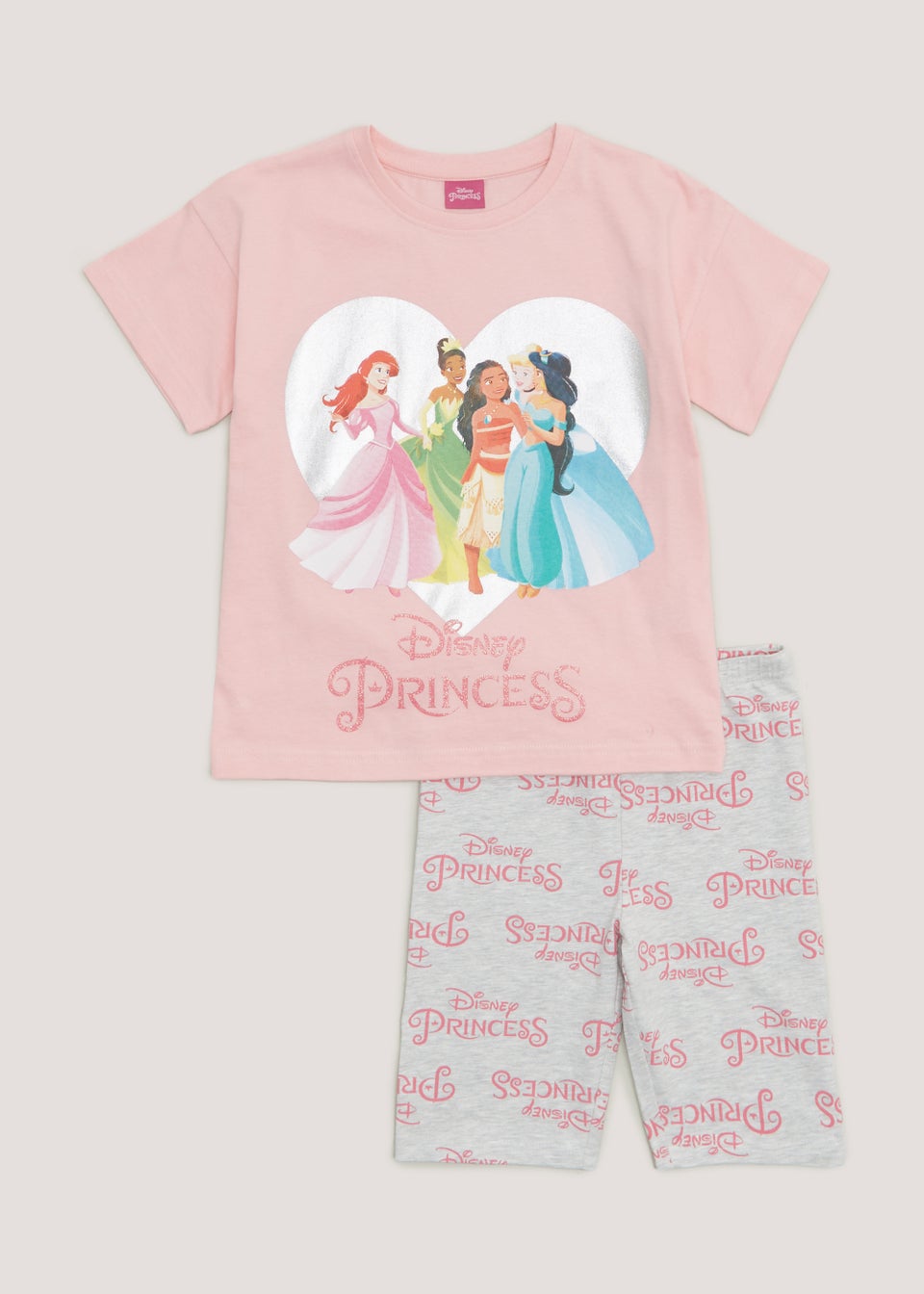 Kids Pink Disney Princess Cycling Short Pyjama Set (4-11yrs)