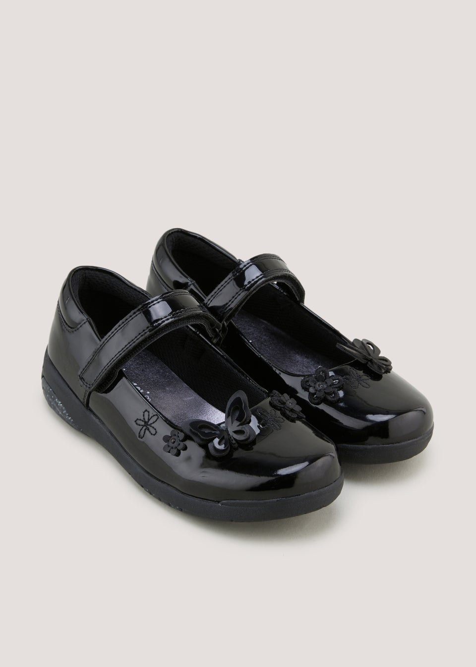 Black Butterfly Light Up School Shoes Matalan