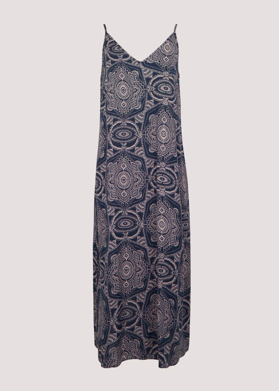 Navy Tile Print Viscose Cami Dress - Matalan