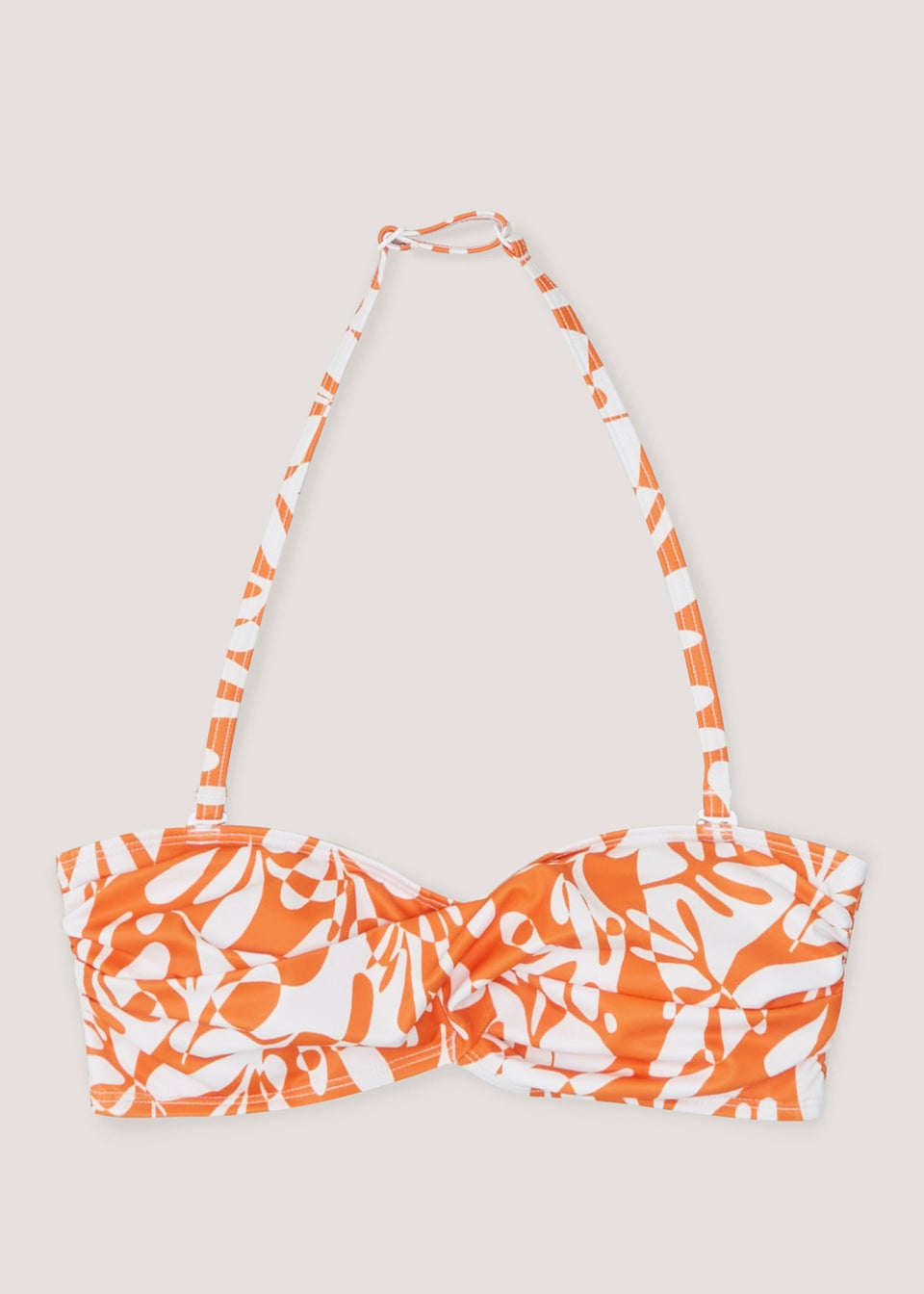 Orange Floral Twist Bikini Top