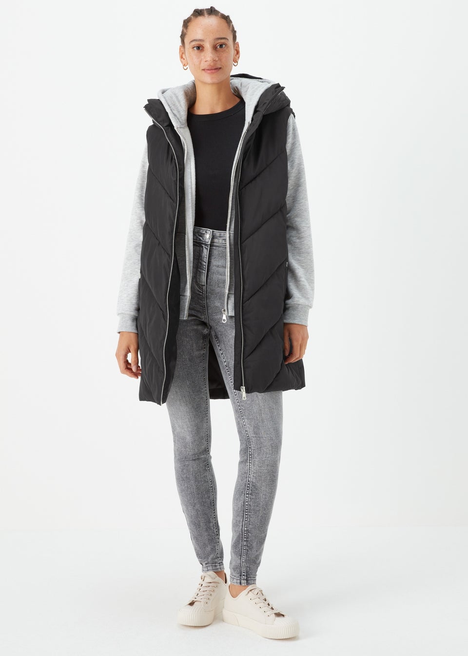 Black Long Padded Shower Resistant Gilet