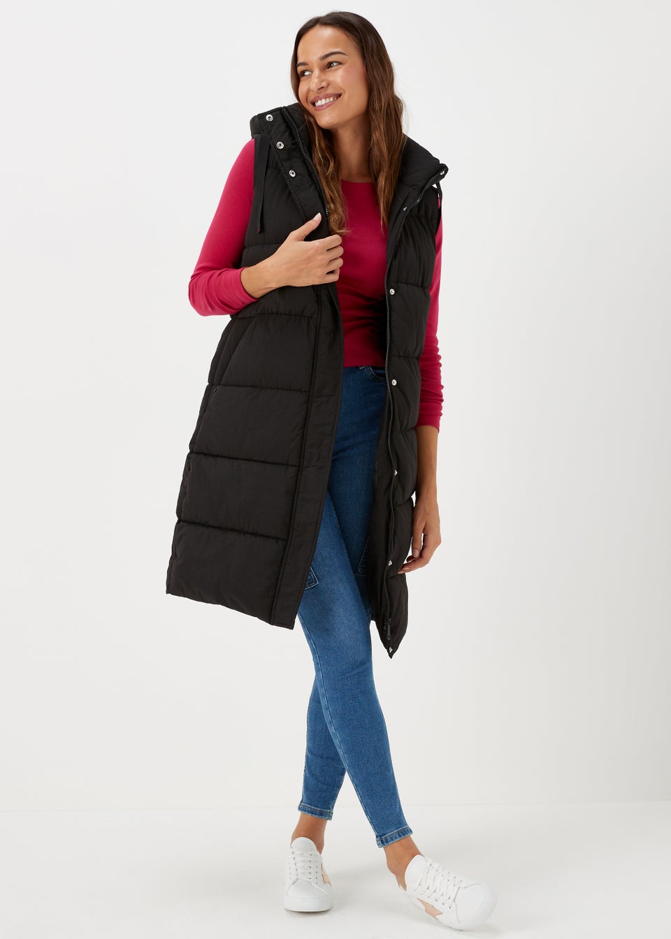 Black fur gilet matalan discount