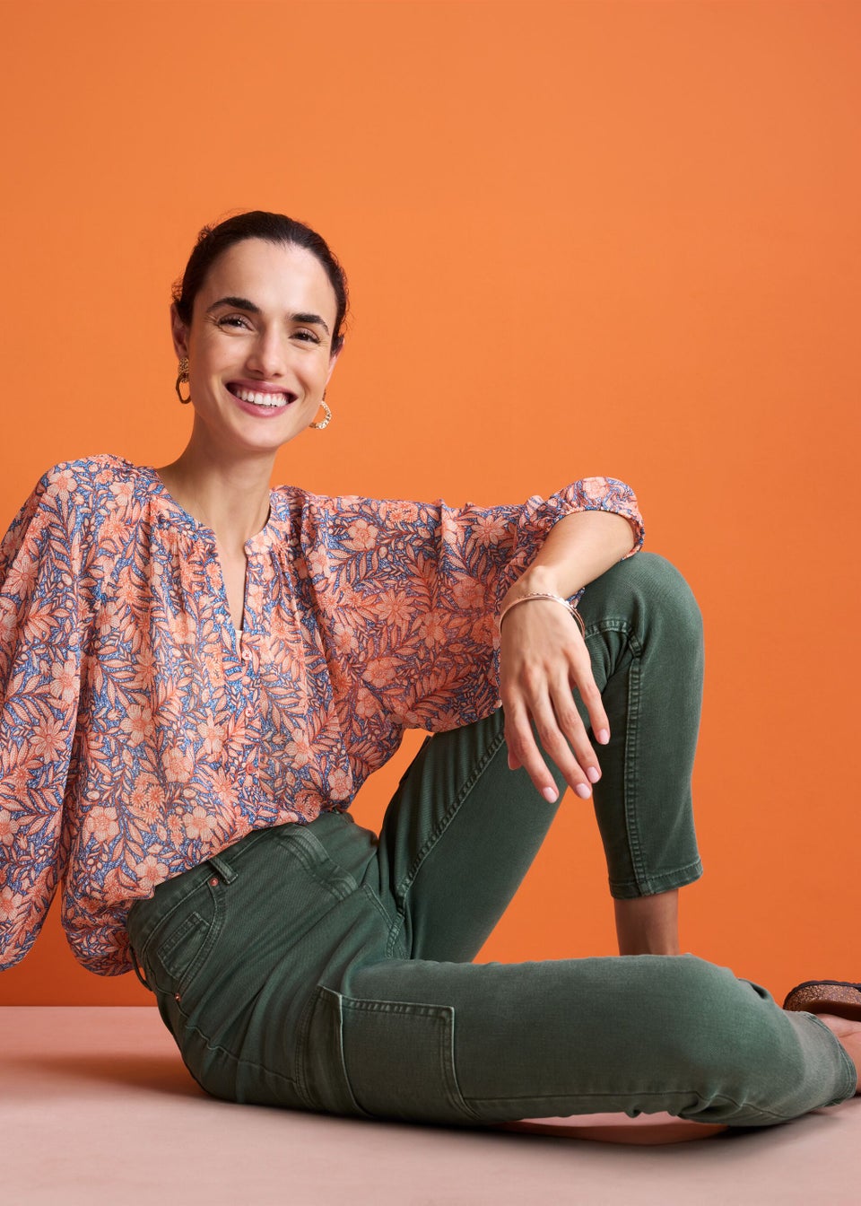 Blue Print Chiffon Blouse