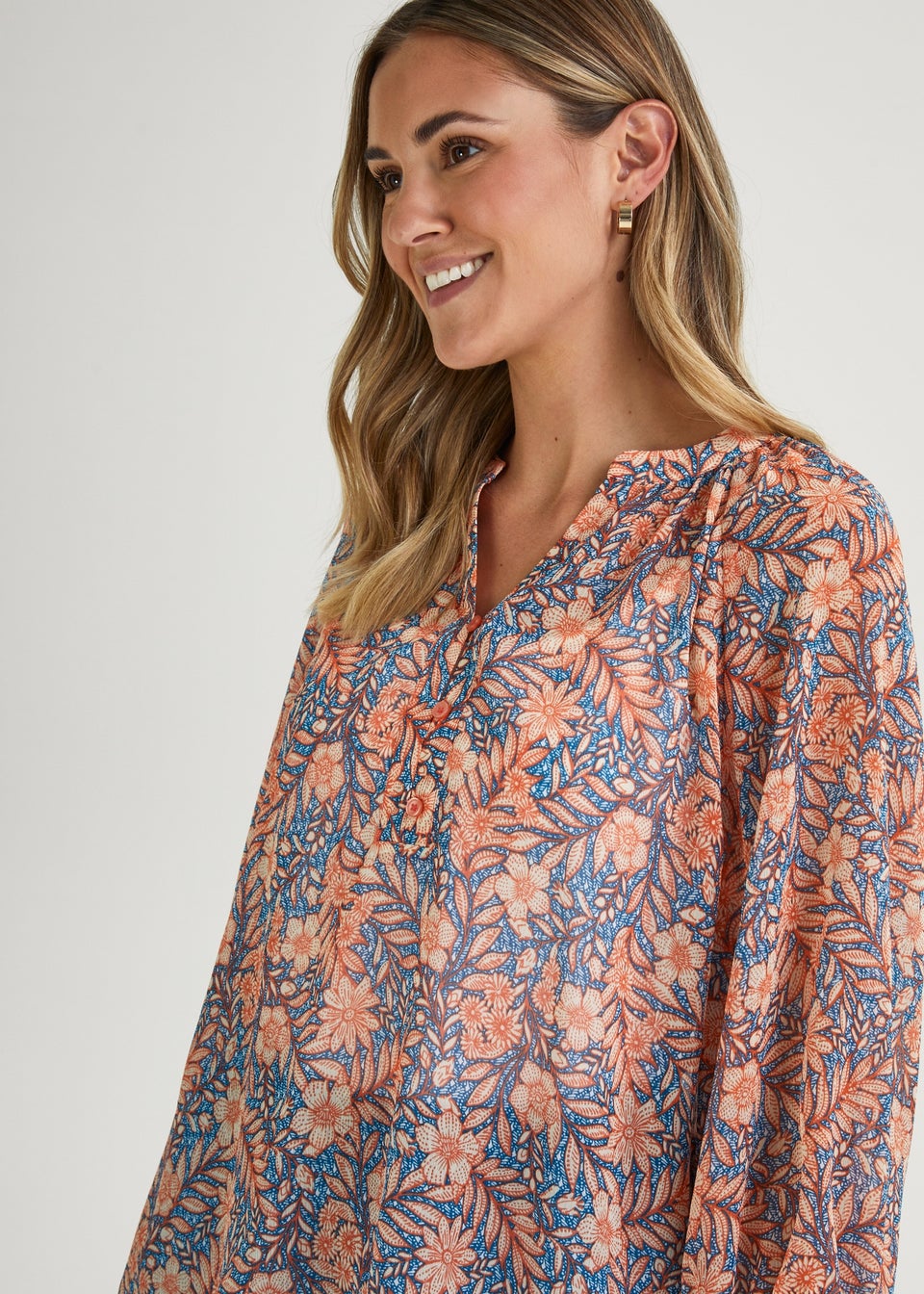 Blue Print Chiffon Blouse
