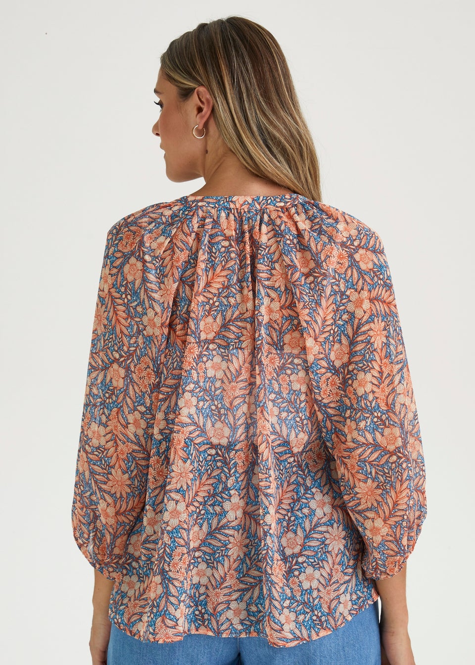 Blue Print Chiffon Blouse