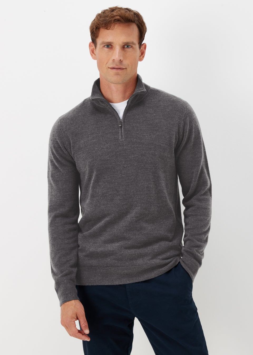 Charcoal Soft Touch 1/4 Zip Sweatshirt - Matalan