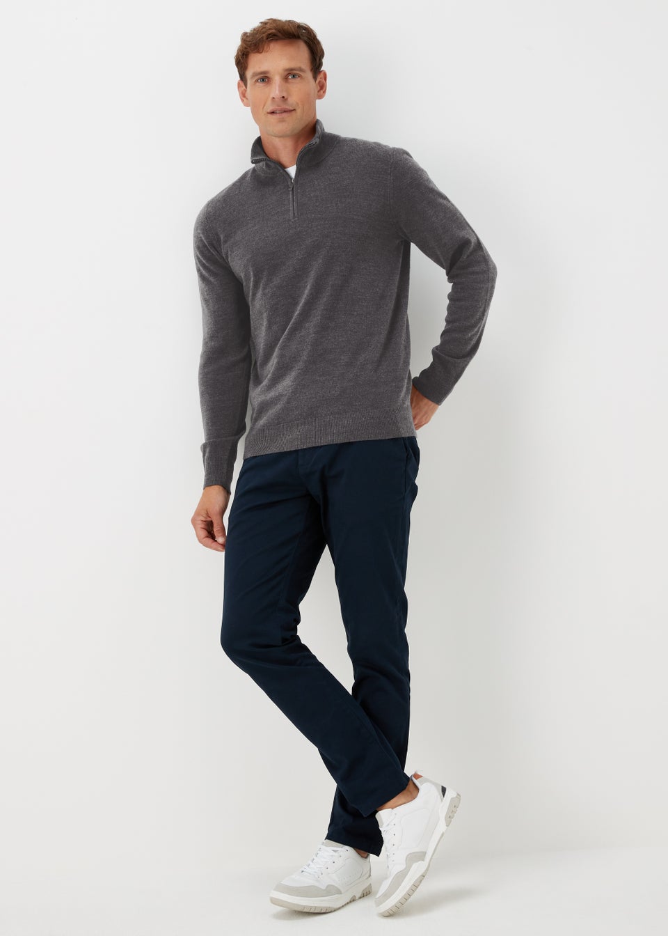 Charcoal Soft Touch 1/4 Zip Sweatshirt - Matalan