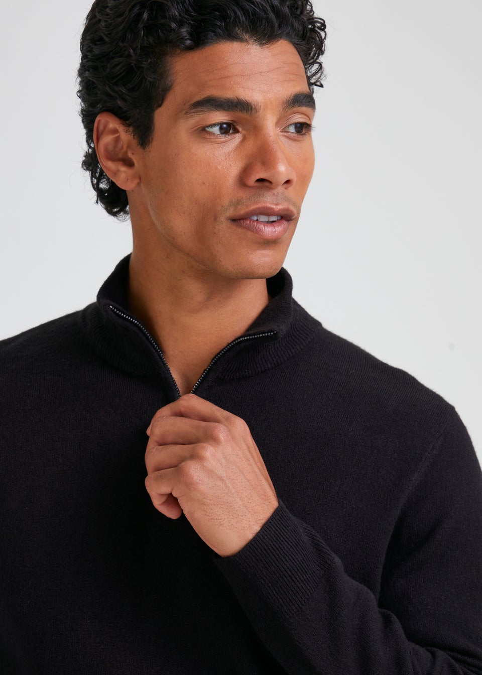 Black Soft Touch 1/4 Zip Knitted Sweatshirt