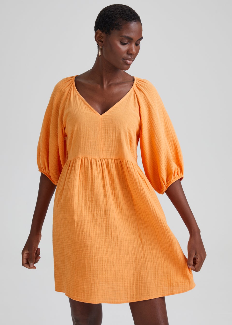 Orange v deals neck dress