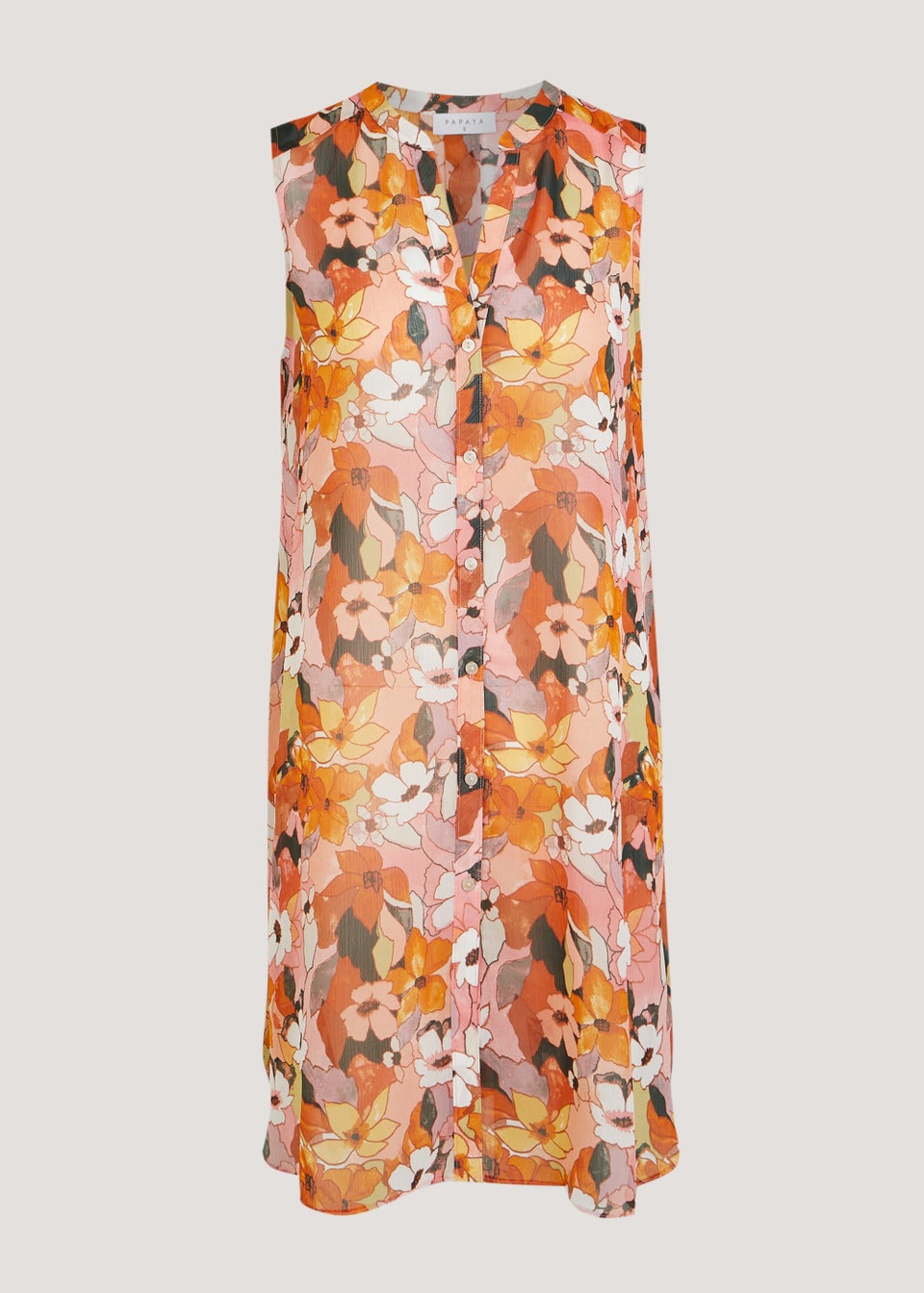 Multicoloured Floral Longline Sleeveless Shirt