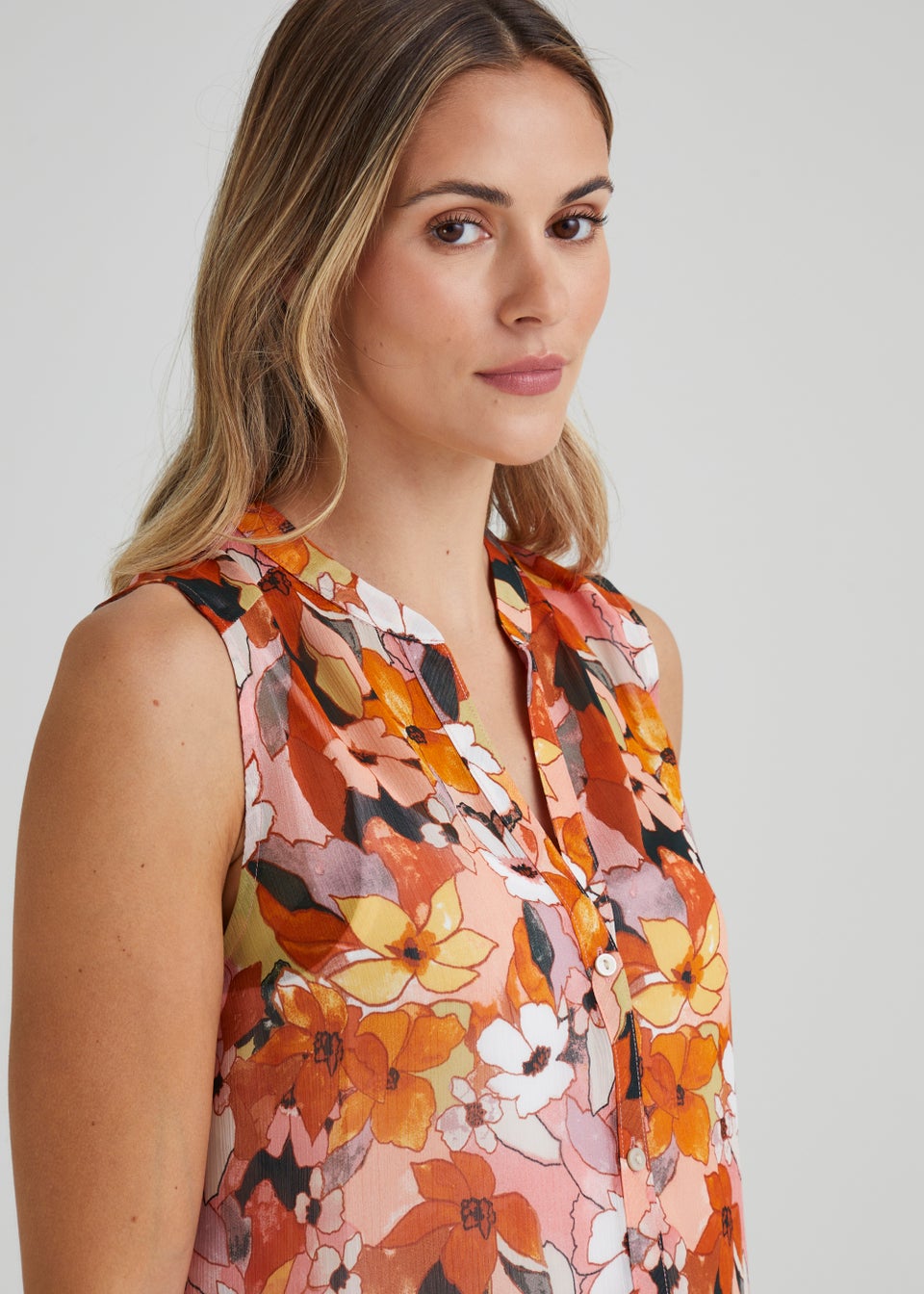 Multicoloured Floral Longline Sleeveless Shirt