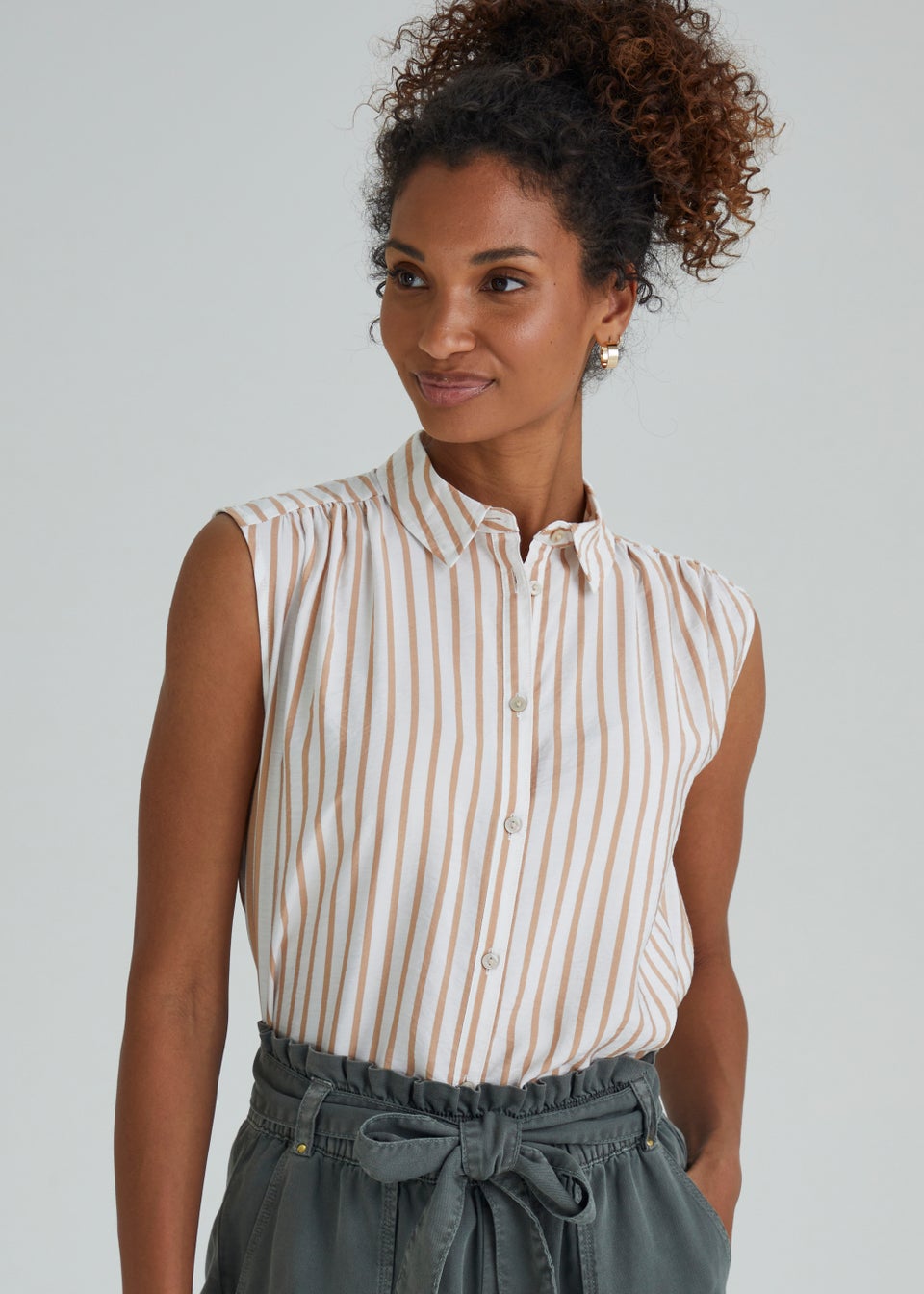 Stone Stripe Sleeveless Shirt Matalan