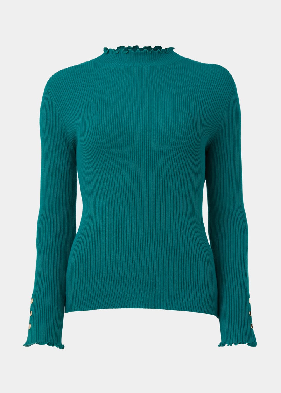 Et Vous Teal High Neck Line Knit Long Sleeve Top