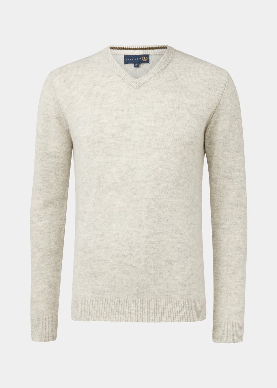 Lincoln Oatmeal 100% Lambswool V Neck Jumper - Matalan