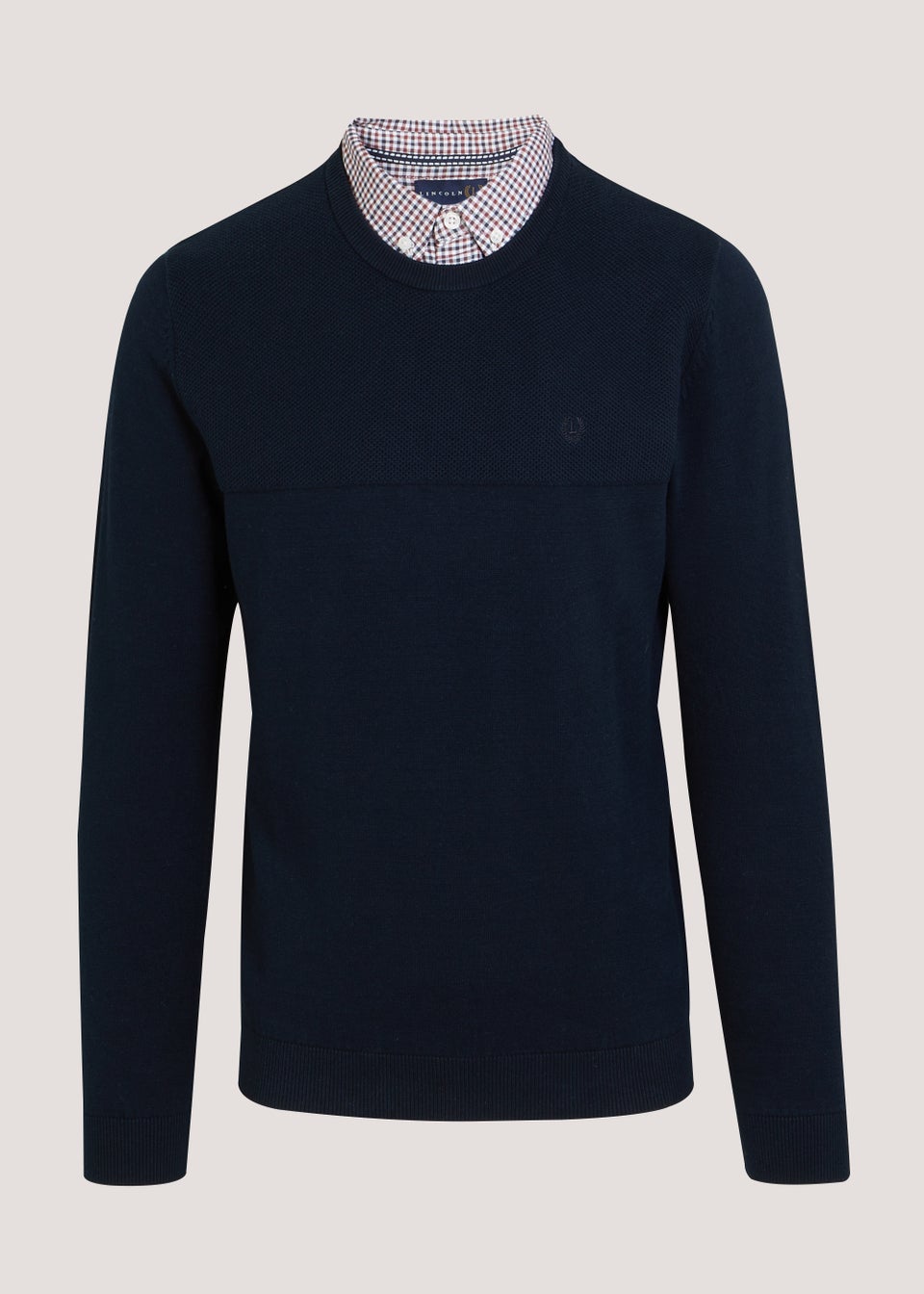 Lincoln Navy Mock Crew Knitted Jumper