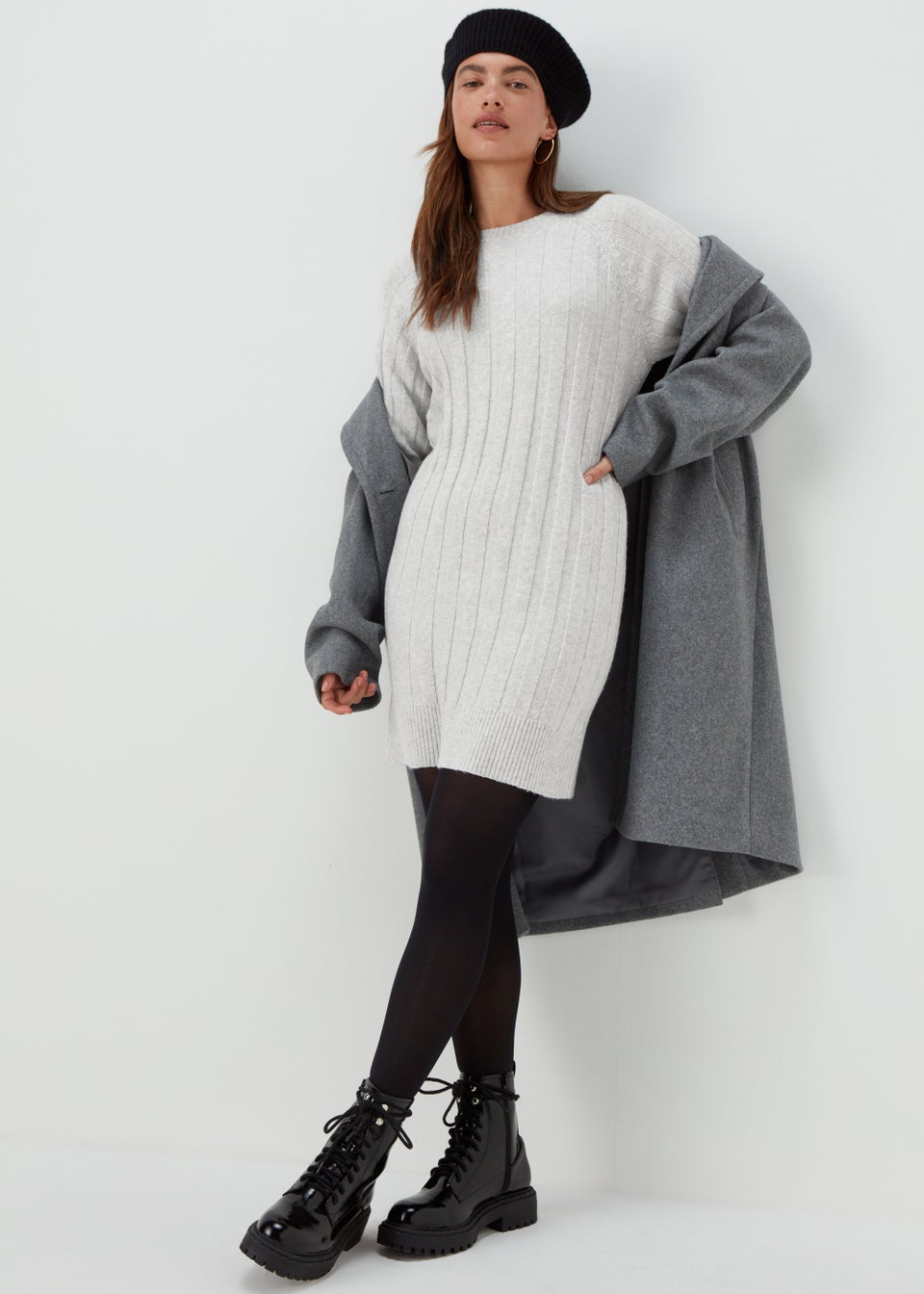 Grey Ribbed Dress Matalan