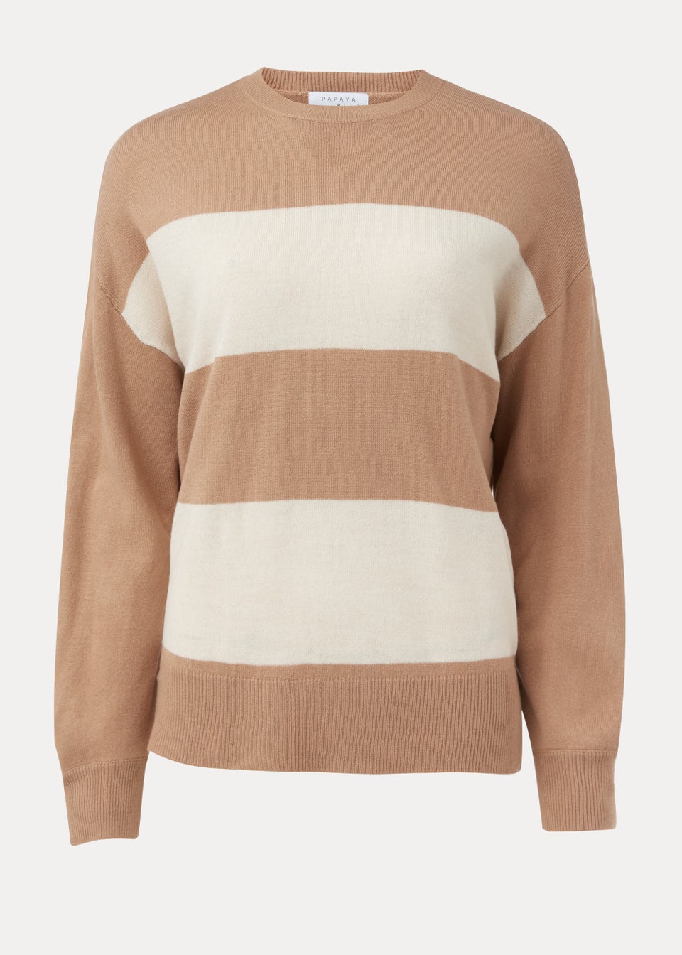 Taupe & Camel Batwing Sleeve Soft Touch Jumper