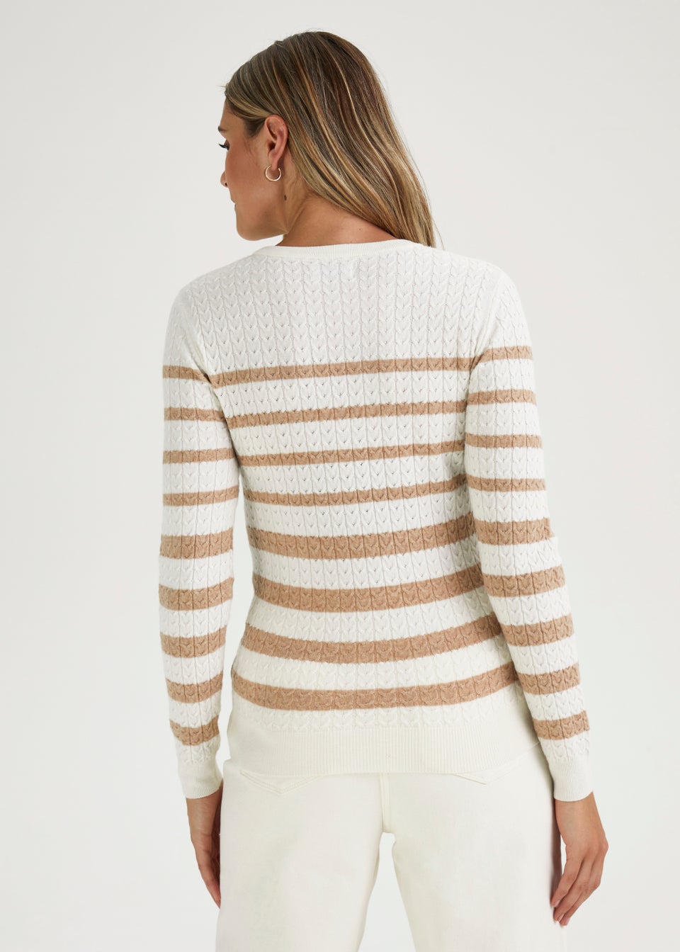 Taupe Stripe Baby Cable Jumper