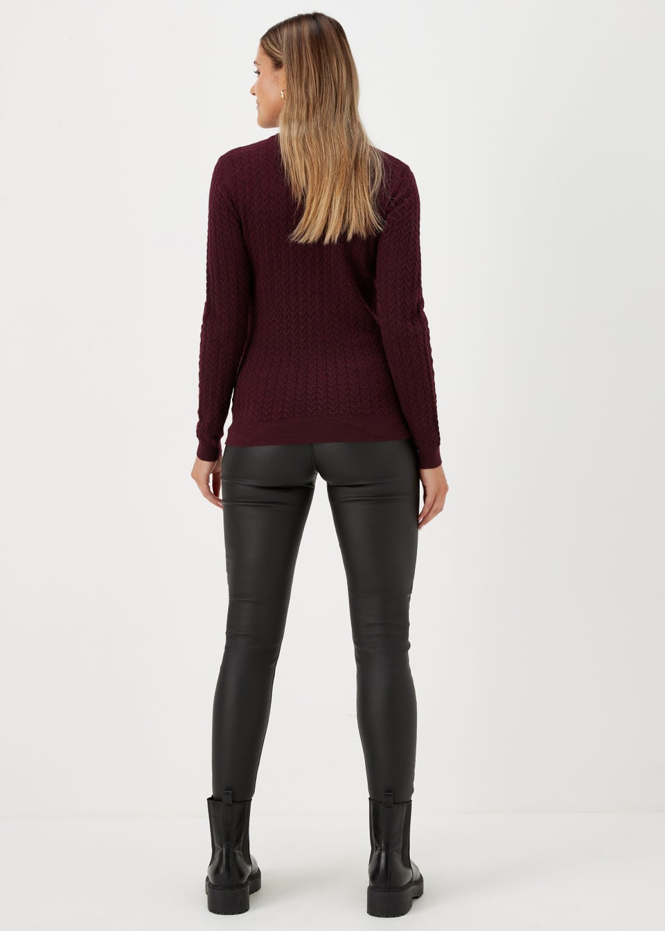 Burgundy Baby Cable Knit Jumper
