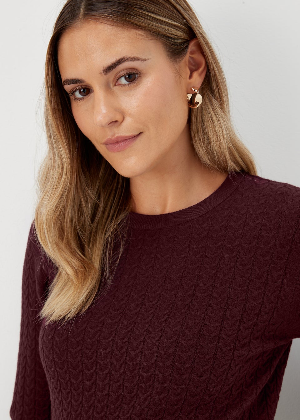 Burgundy Baby Cable Knit Jumper