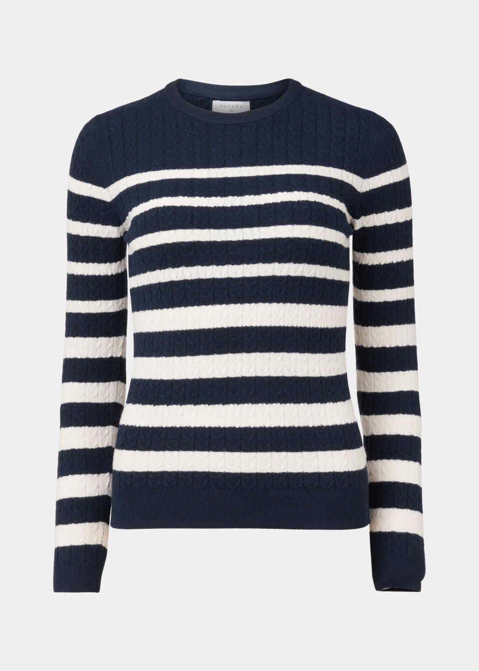 Navy Stripe Baby Cable Knit Jumper