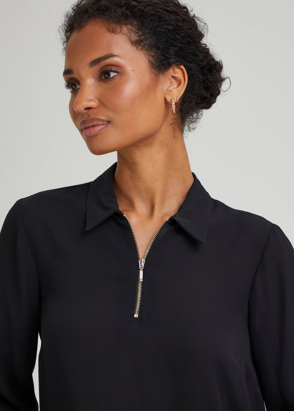 Et Vous Black Half Zip Blouse