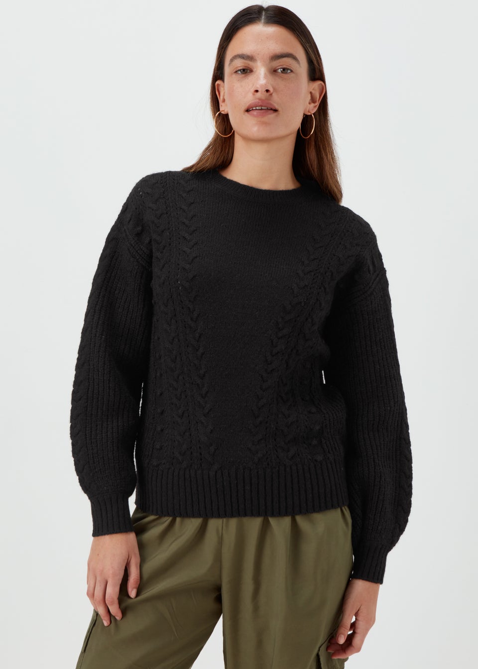 Black Macaron Cable Knit Jumper