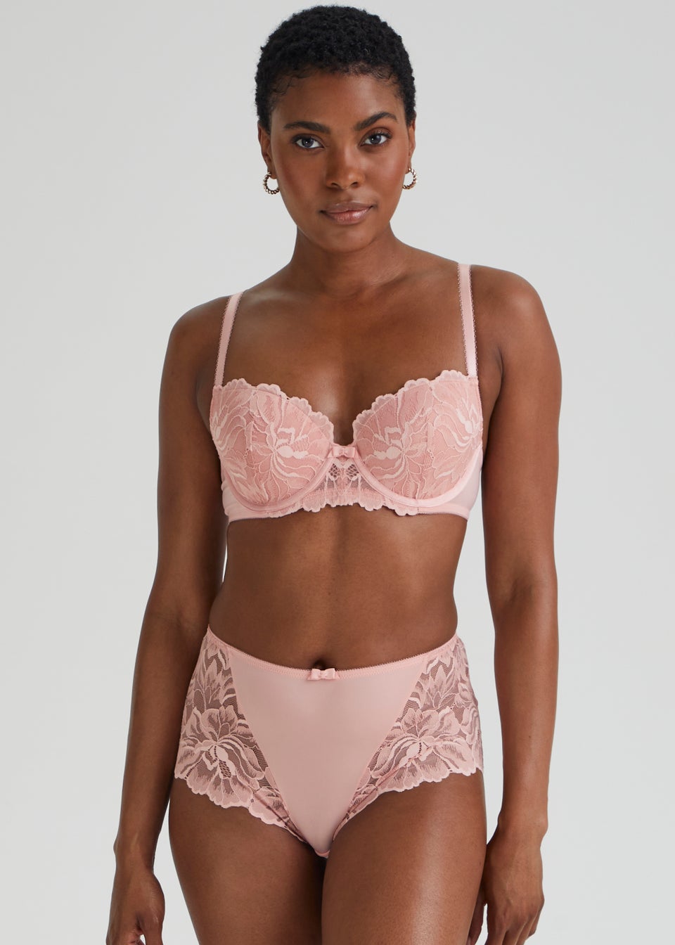 Pink Lace Detail Midi Knickers