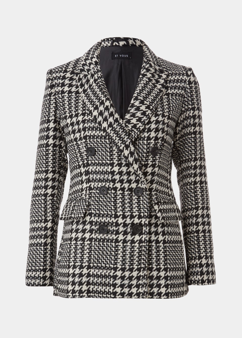 Et Vous Black Check Textured Blazer