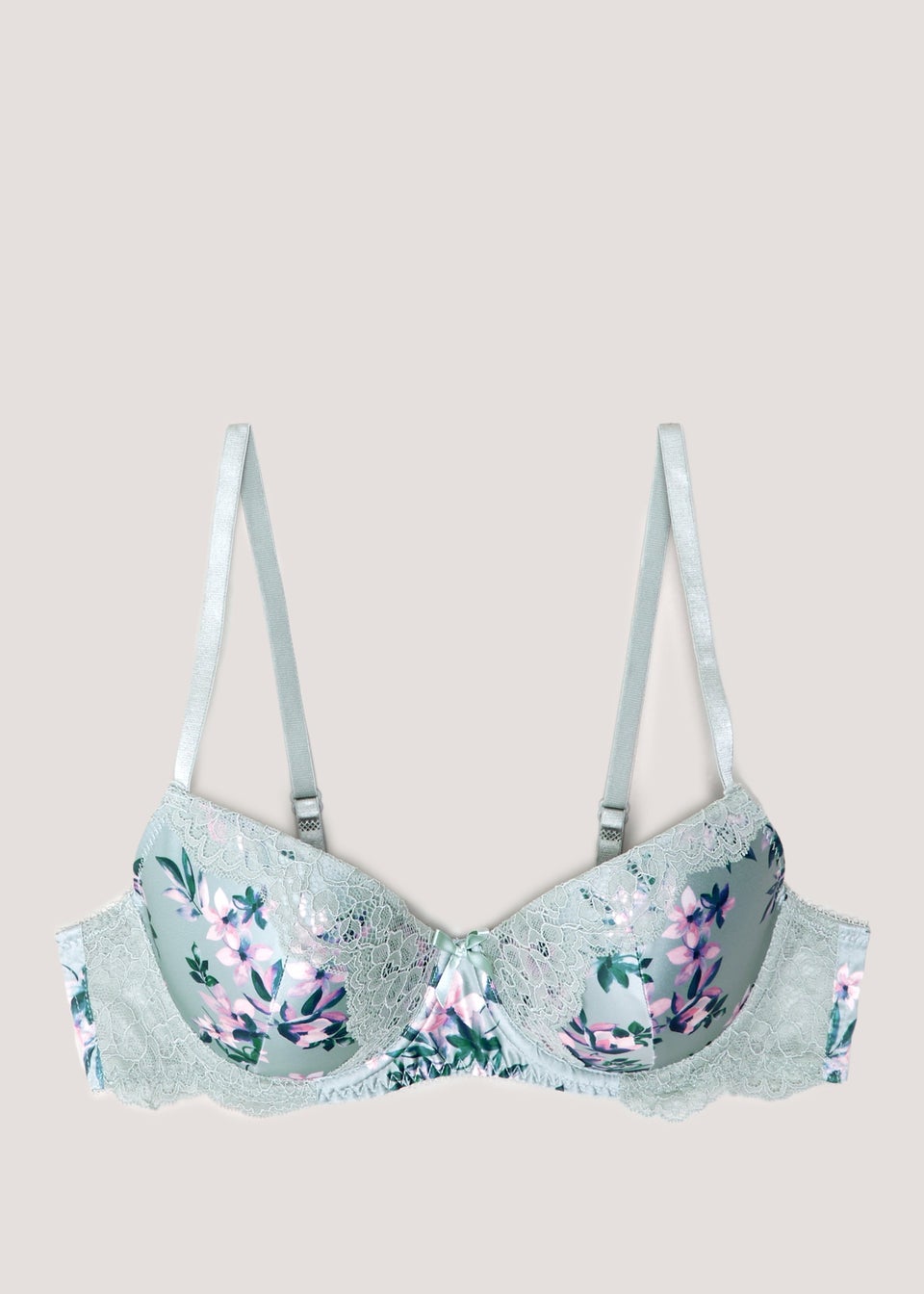 Green Floral Print Satin Co-Ord Brazilian Knickers