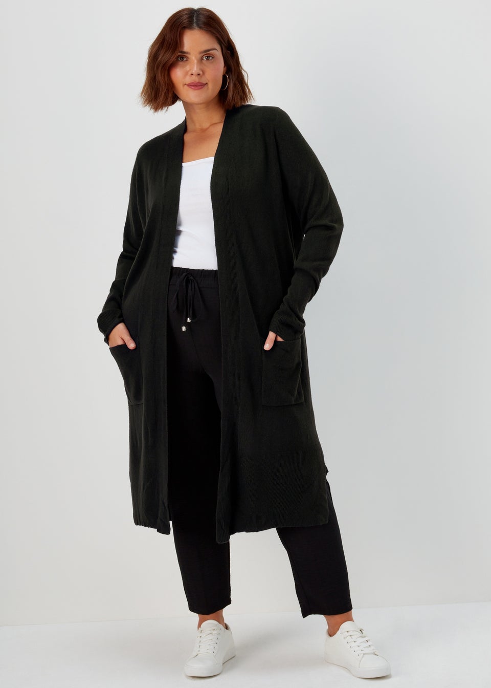 Papaya Curve Black Knitted Cardigan Matalan