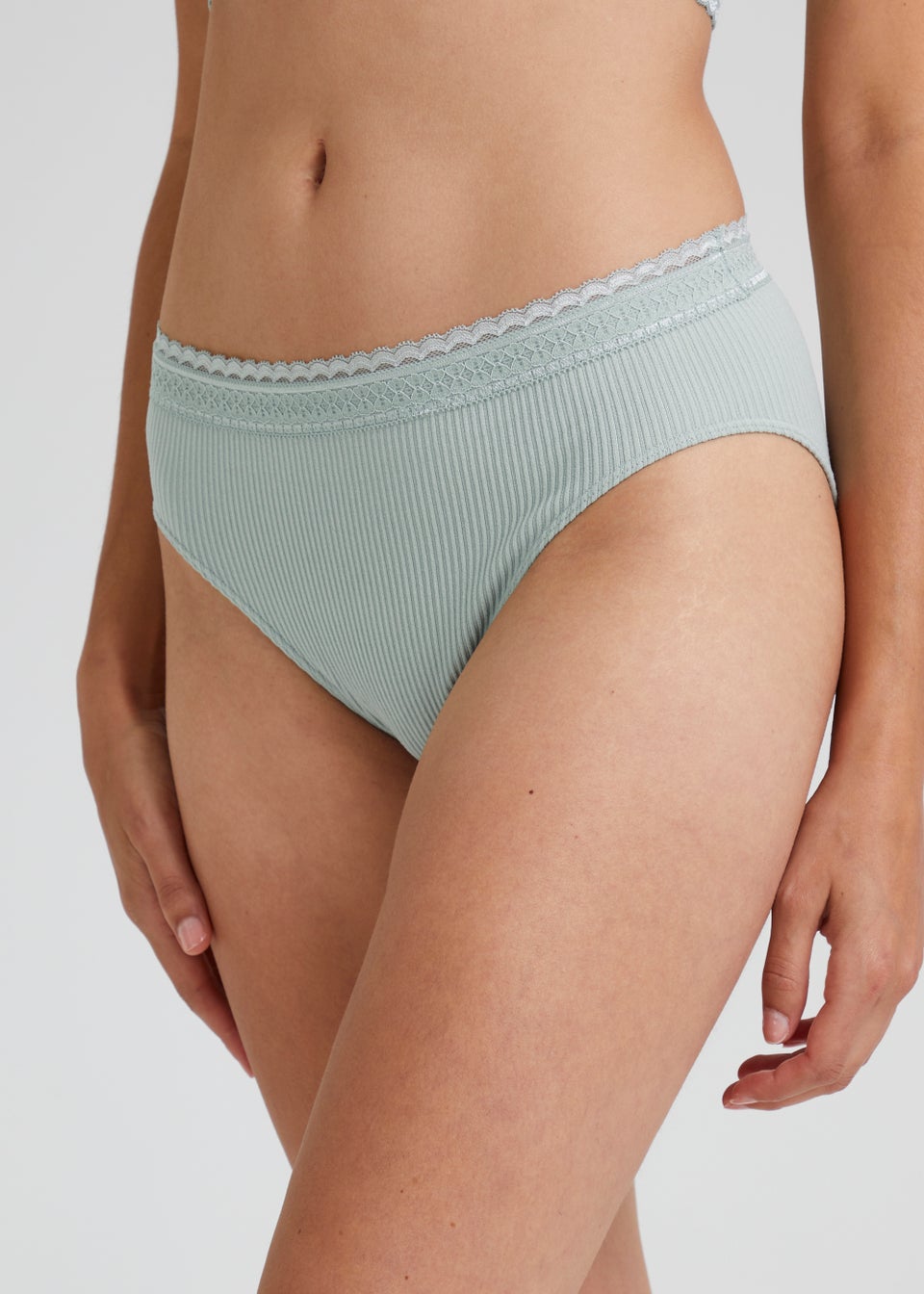 3 Pack Blue Seamless Lace Trim Knickers