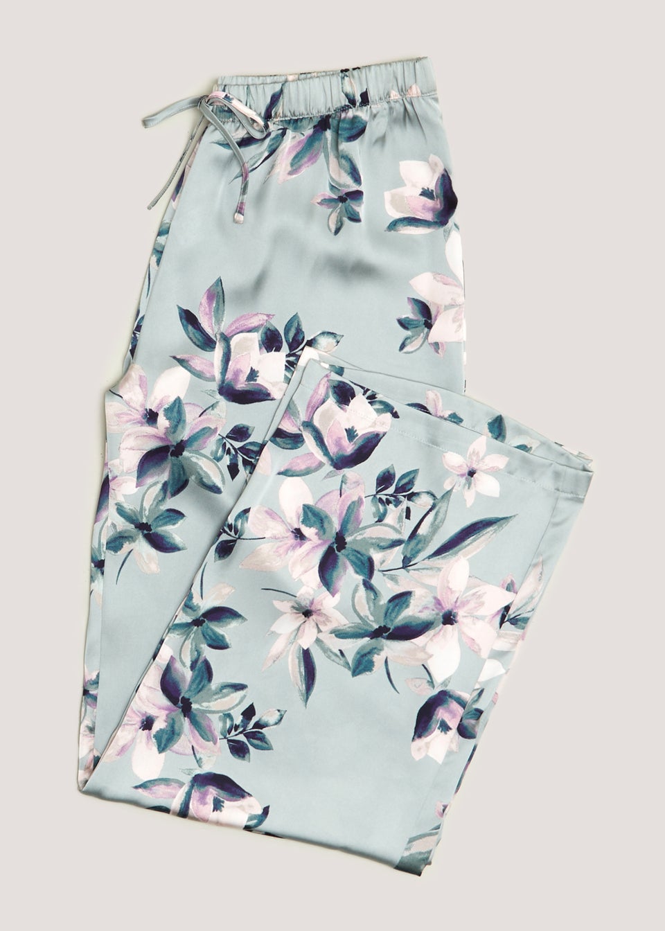Green Satin Floral Print Pyjama Bottoms