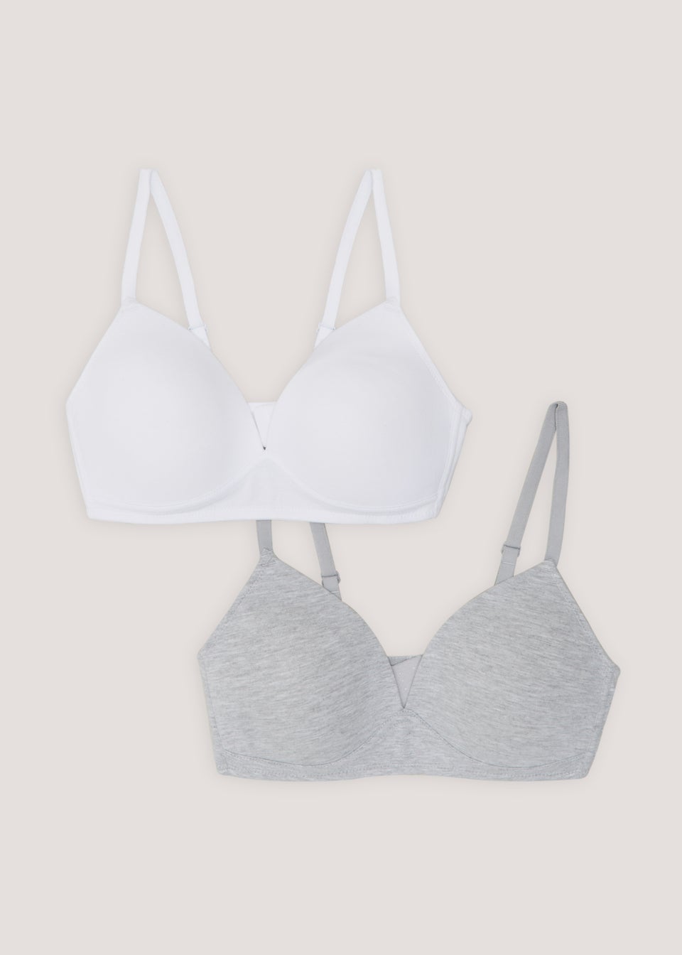 2 Pack Grey & White Non Wired Padded Bralettes