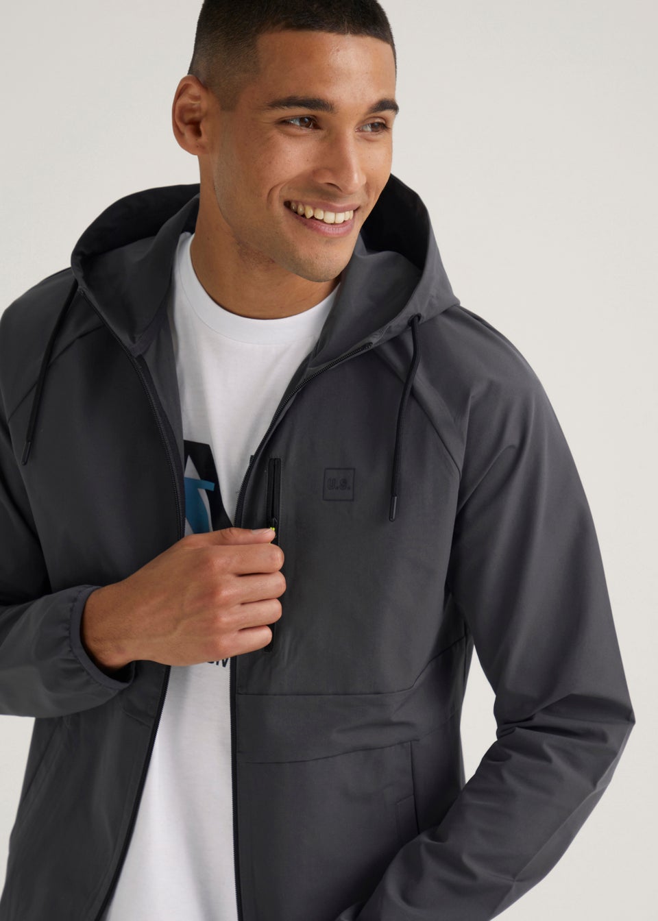 US Athletic Grey Woven Zip Up Jacket - Matalan