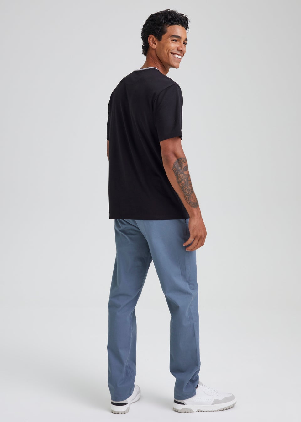 Blue Straight Fit Stretch Chinos