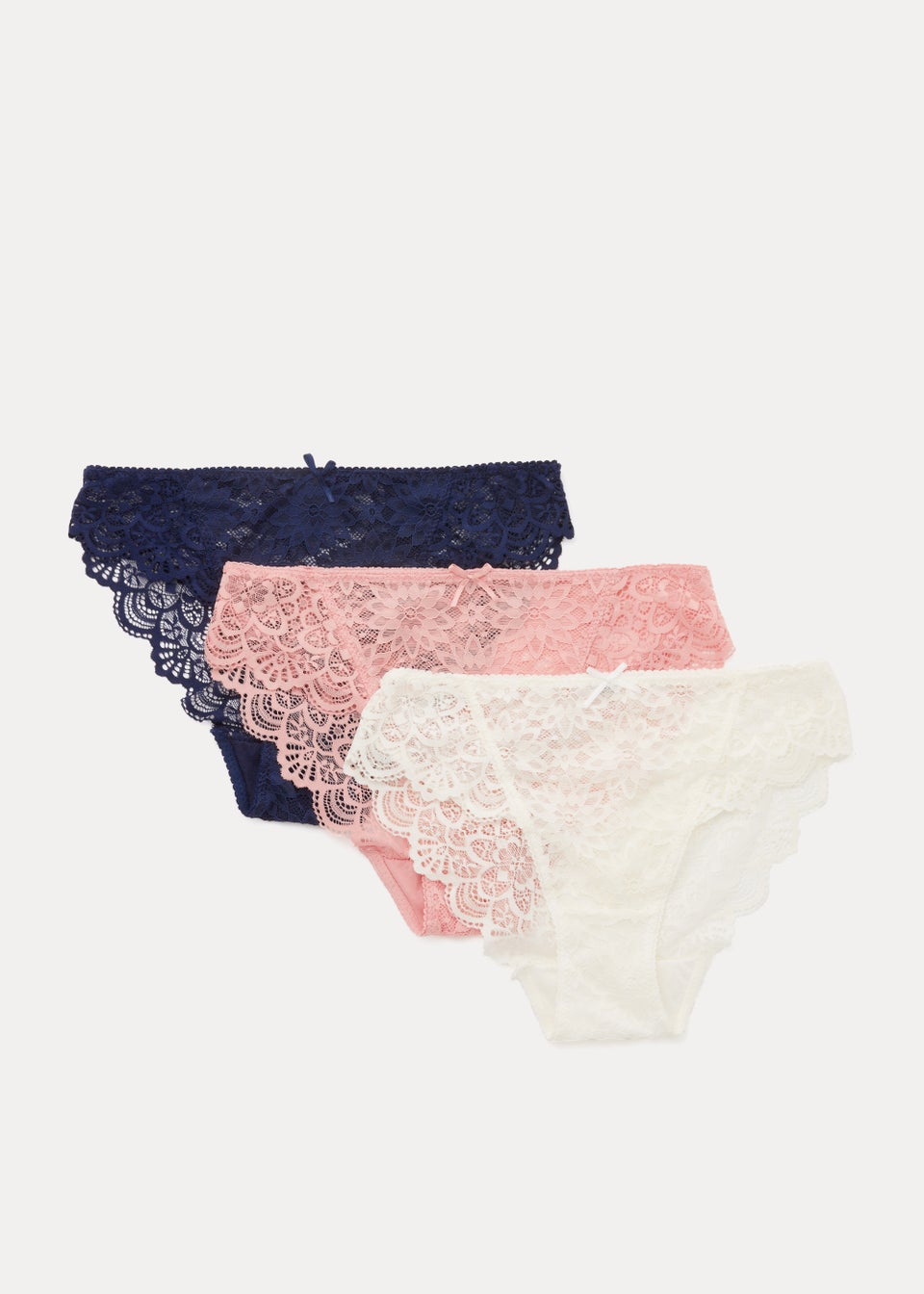 3 Pack Multicoloured Lace High Leg Knickers