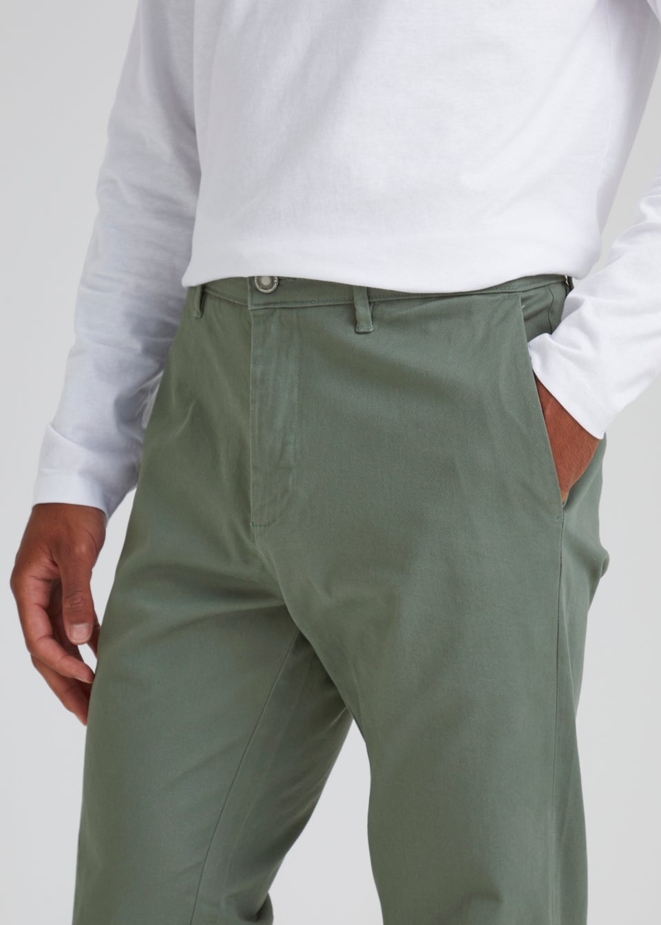Khaki Slim Fit Stretch Chino Trousers - Matalan